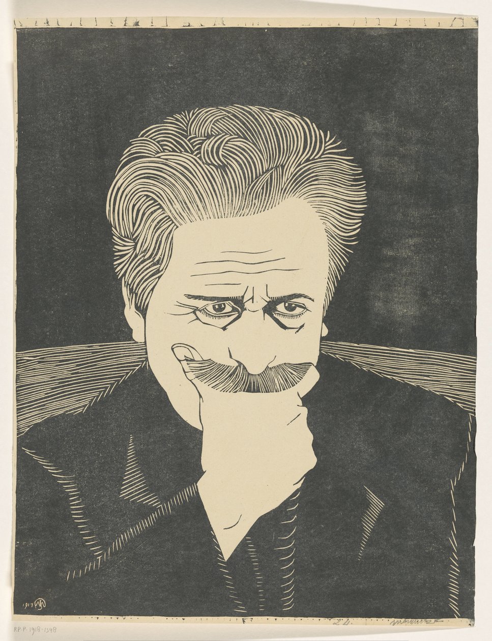 Autoportrait avec main sur la moustache - Samuel Jessurun de Mesquita