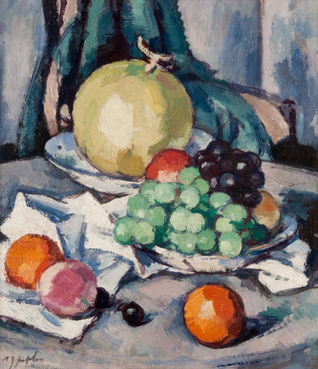 Fruits mélangés - Melon, raisins et pommes, vers 1926 - Samuel John Peploe