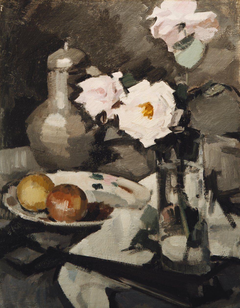 Roses roses dans un vase en verre, c. 1924 - Samuel John Peploe