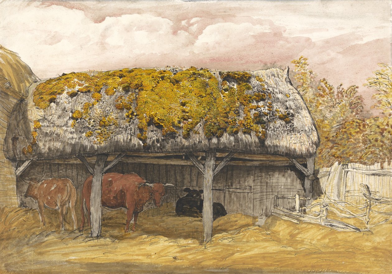 Une étable avec un toit moussu, vers 1829 - Samuel Palmer