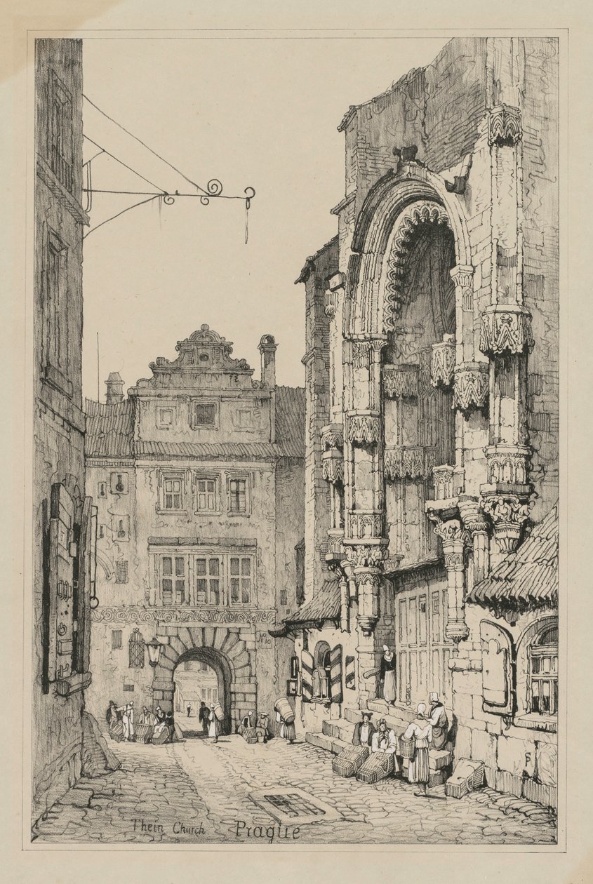 Fac-similés de croquis faits en Flandre et en Allemagne : Église de Thein, Prague - Samuel Prout