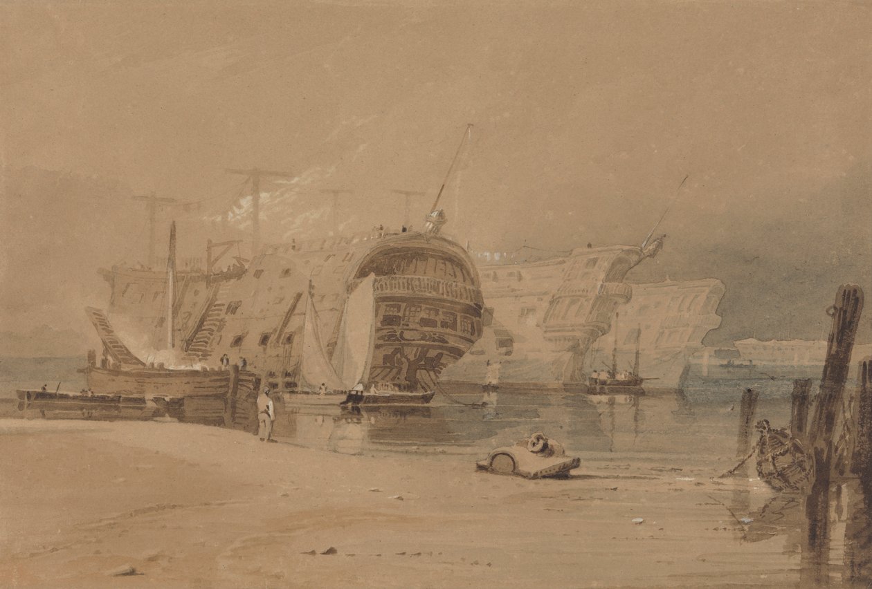 Hulks à Plymouth - Samuel Prout