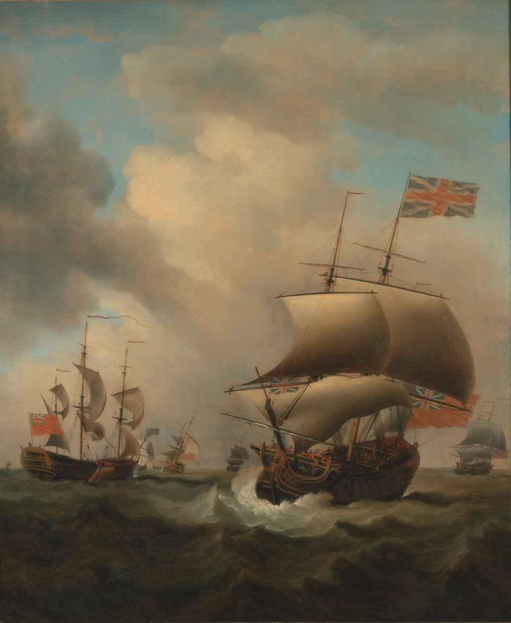 Navires dans une mer agitée - Samuel Scott