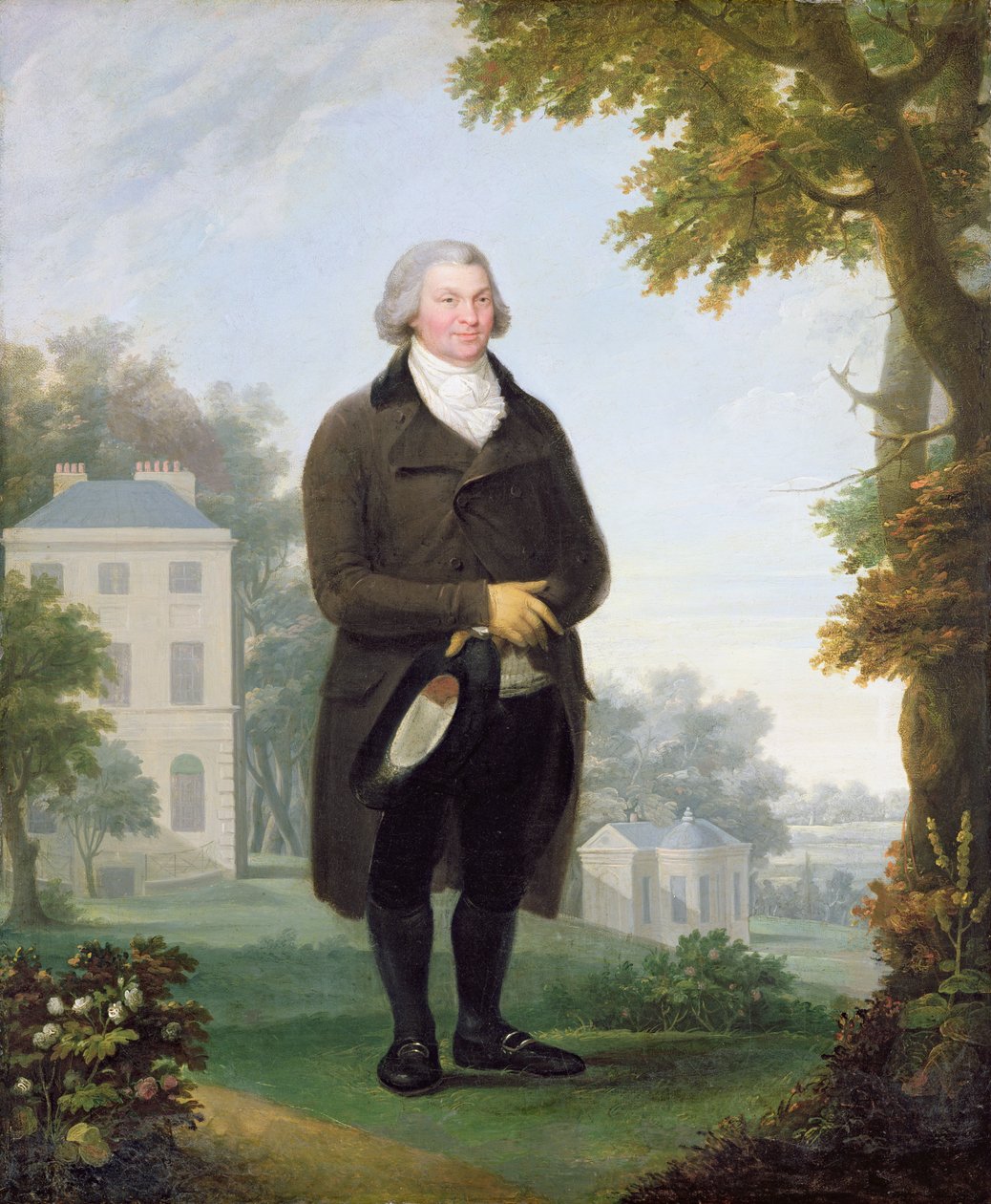Gentleman dans les jardins de sa maison, vers 1800-10 - Samuel de Wilde
