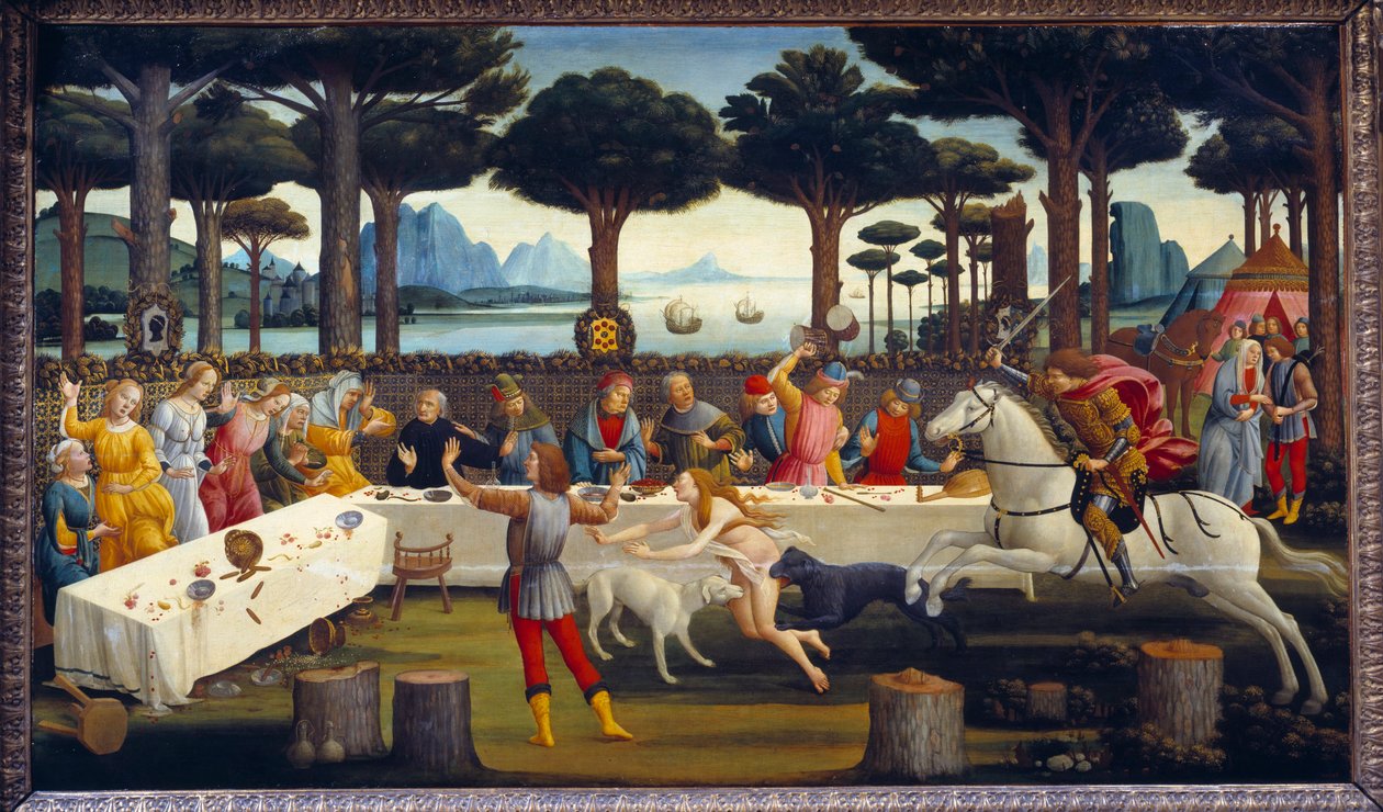 Histoire de Nastagio degli Onesti : Banquet dans la pinède - Sandro Botticelli