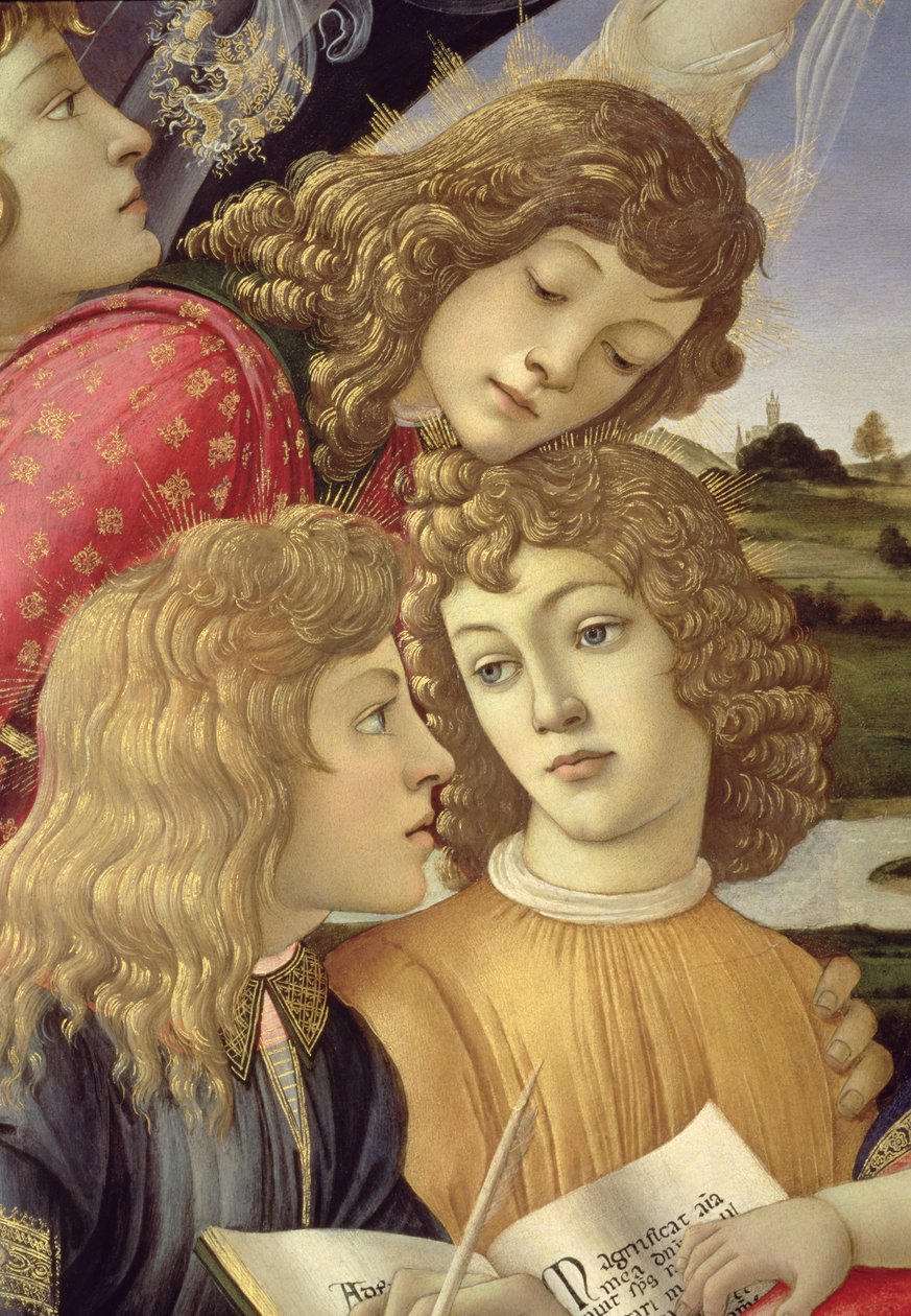La Madone du Magnificat, détail de trois garçons - Sandro Botticelli
