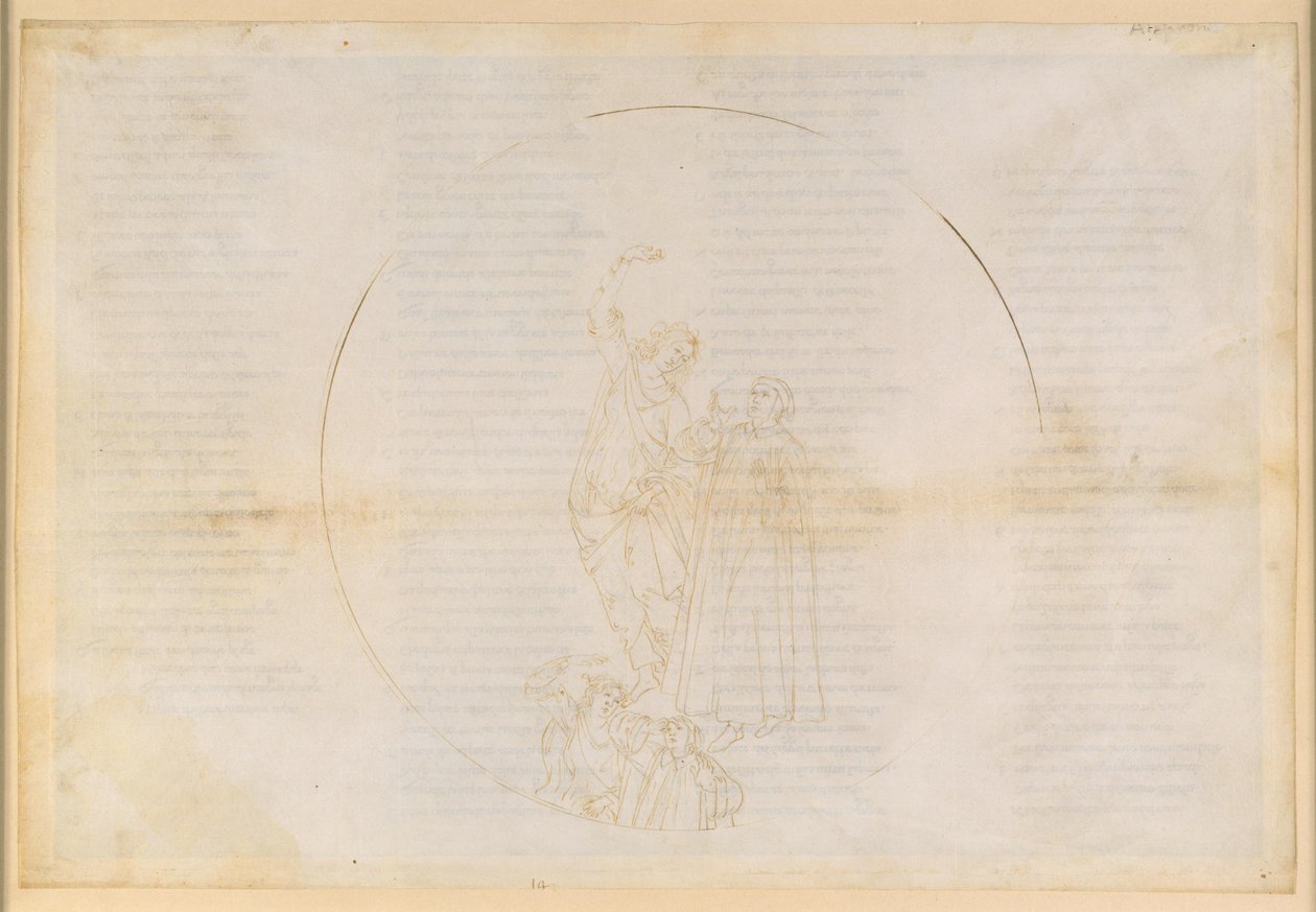 La Divine Comédie, Paradis XIV. Quatrième sphère planétaire (ciel du Soleil) : Salomon parle à Dante de la transfiguration du corps après la résurrection ; ascension vers la sphère de Mars ; vision du Christ - Sandro Botticelli