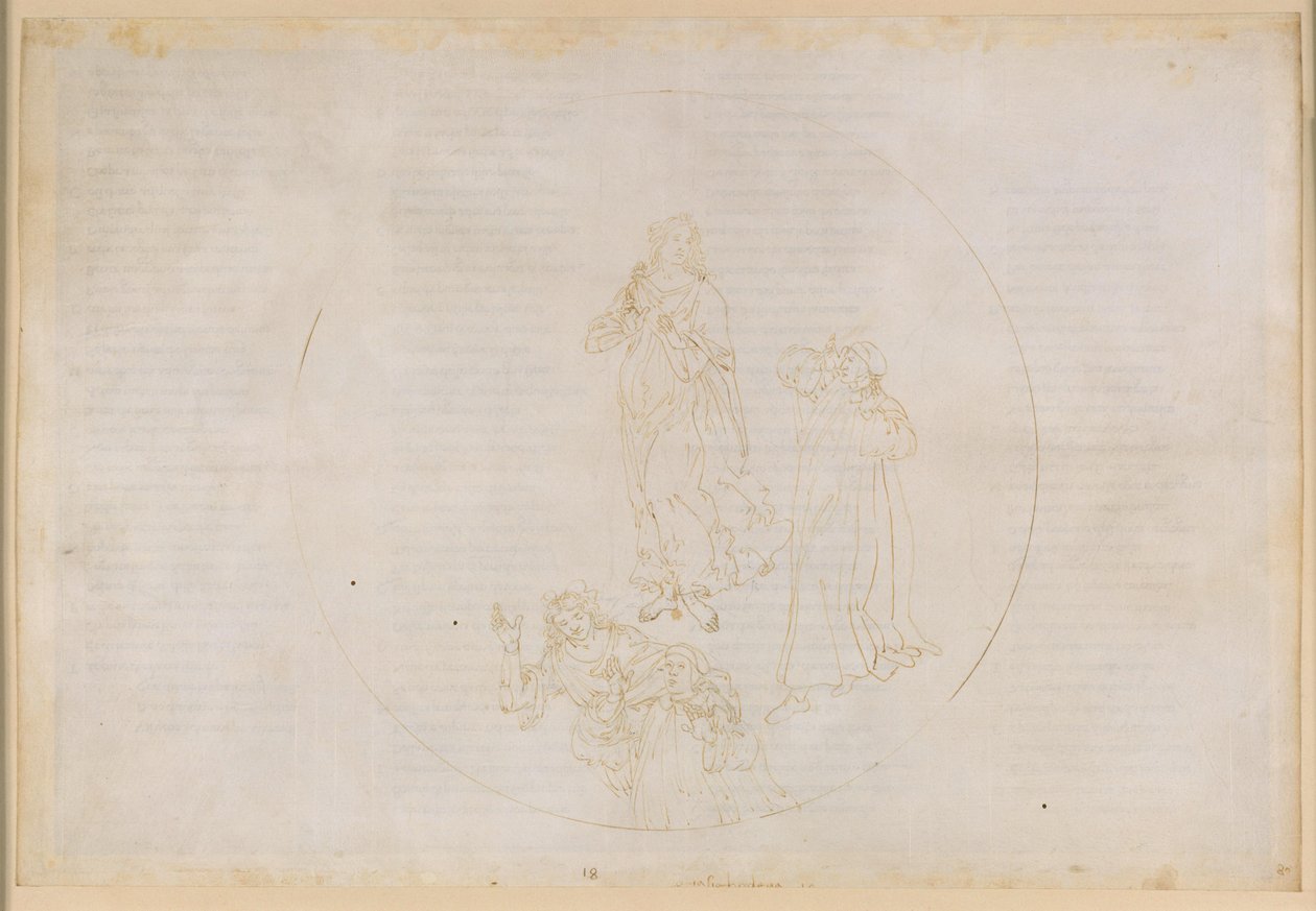 La Divine Comédie, Paradis XVIII. Cinquième sphère planétaire (ciel de Mars) : Cacciaguida nomme les bienheureux qui se sont battus pour la foi – passage à la sphère de Jupiter - Sandro Botticelli