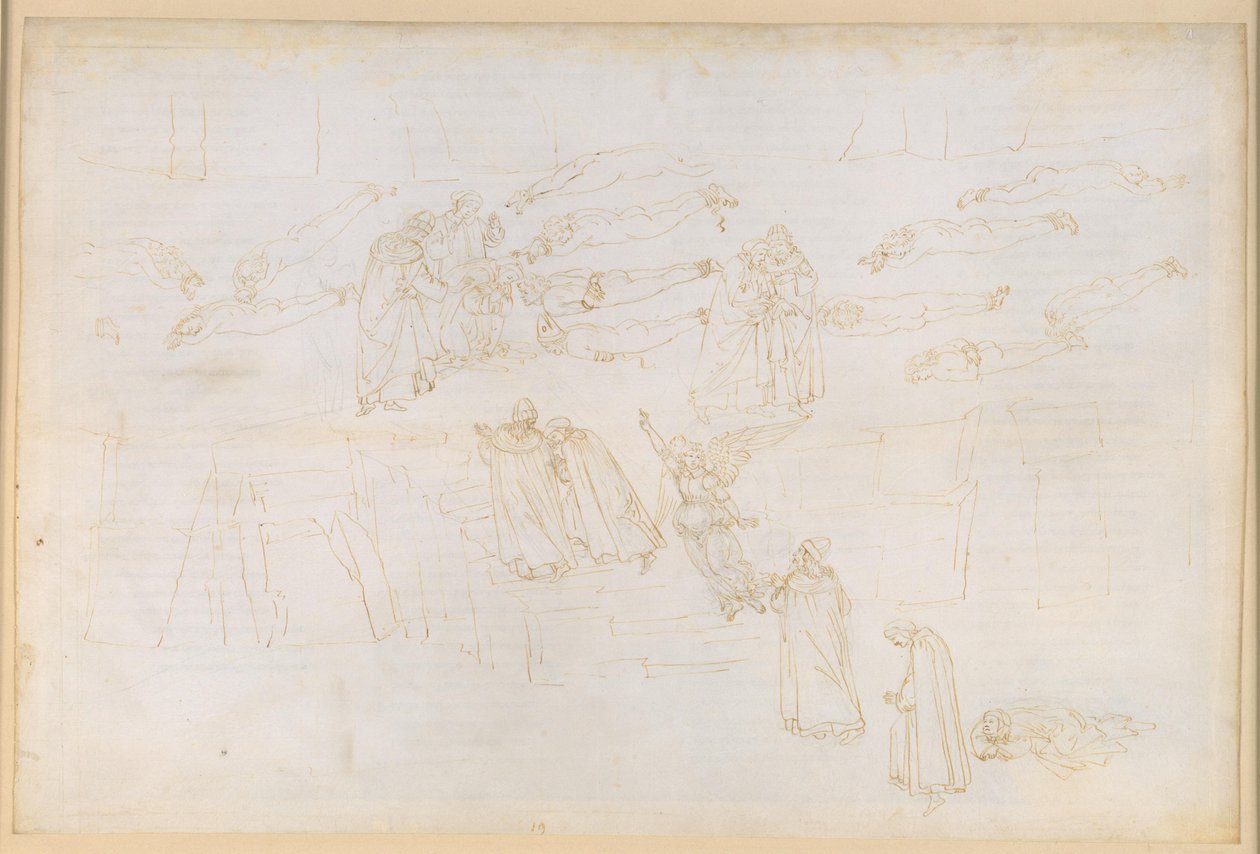 La Divine Comédie, Purgatoire XIX. Ascension vers le cinquième cercle du Purgatoire : le rêve de Dante sur Sirène ; la pénitence des avares et des prodigues ; entretien avec Adrien V. - Sandro Botticelli