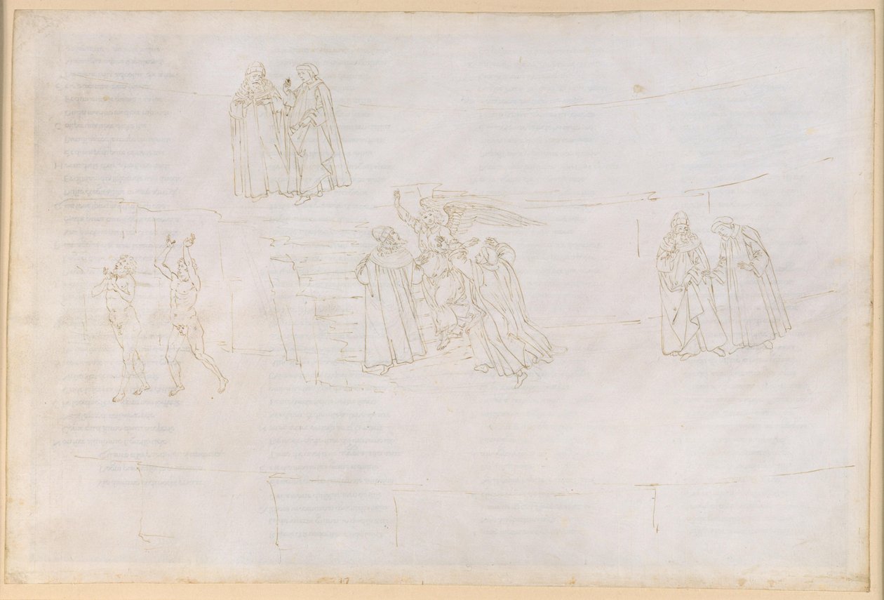 La Divine Comédie, Purgatoire XVII. Ascension vers le quatrième cercle du Purgatoire : Virgile explique le Purgatoire à Dante - Sandro Botticelli