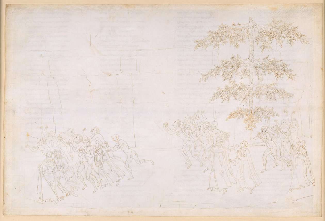La Divine Comédie, Purgatoire XXIII. Sixième cercle du Purgatoire : la pénitence des gloutons ; rencontre avec Forese Donati - Sandro Botticelli