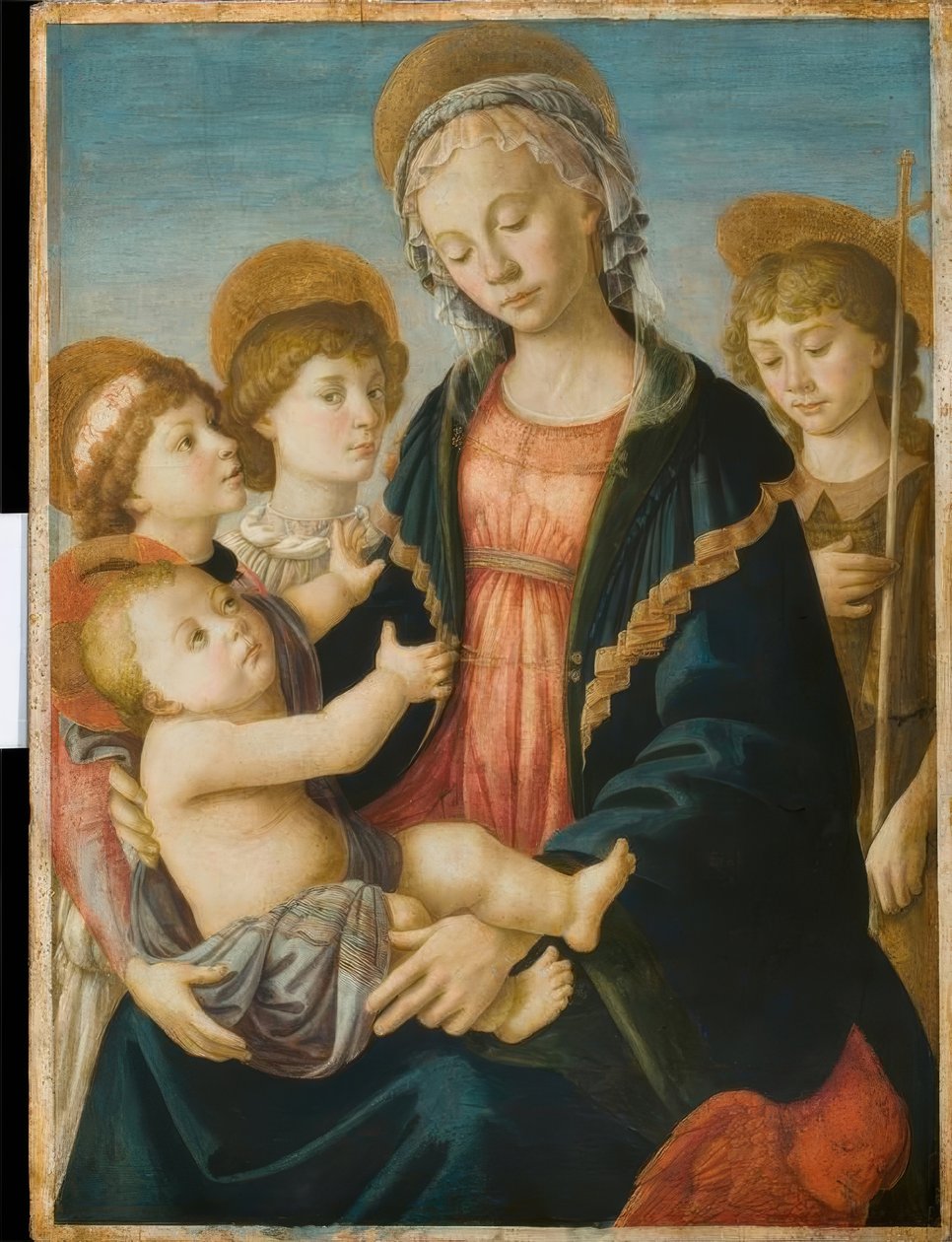Marie avec enfant, le petit Jean et deux anges - Sandro Botticelli