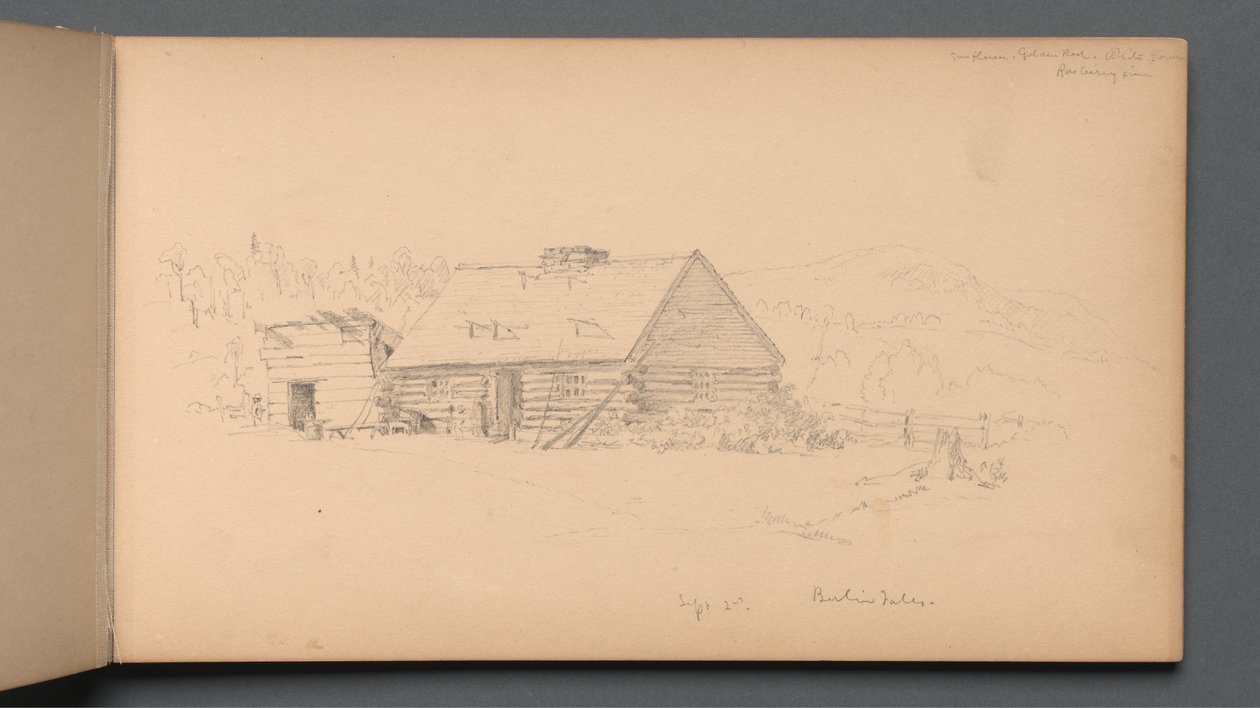 Carnet de croquis, page 14 : "Chutes de Berlin le 2 septembre". - Sanford Robinson Gifford