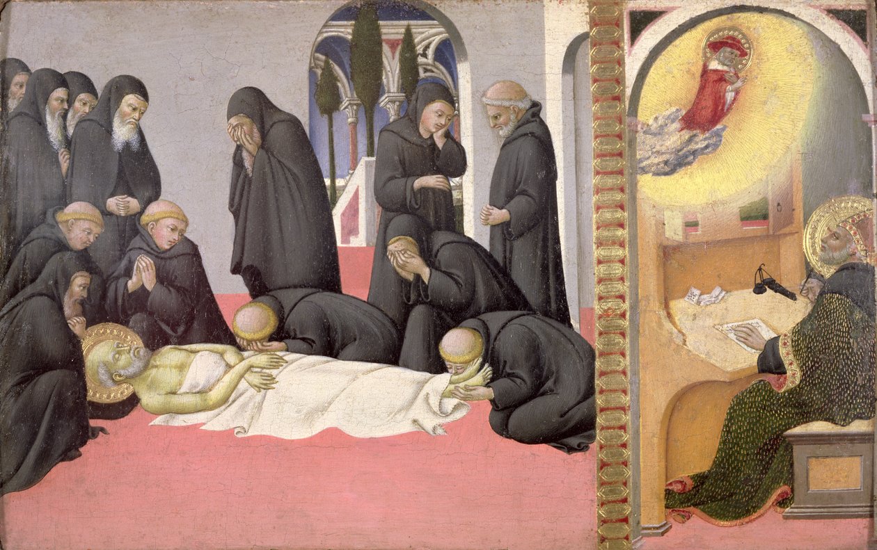Saint Jérôme apparaissant à Saint Cyrille de Jérusalem - Sano di also Ansano di Pietro di Mencio Pietro