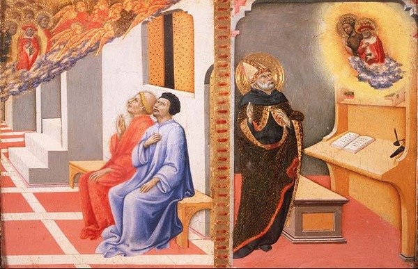 Les Visions de (G à D) Saint Jérôme et Saint Jean-Baptiste - Sano di also Ansano di Pietro di Mencio Pietro
