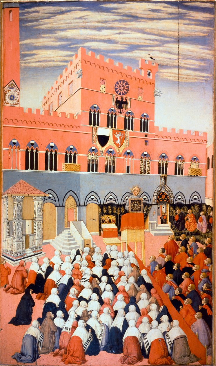 La prédication de Bernardino de Sienne - Sano di also Ansano di Pietro di Mencio Pietro