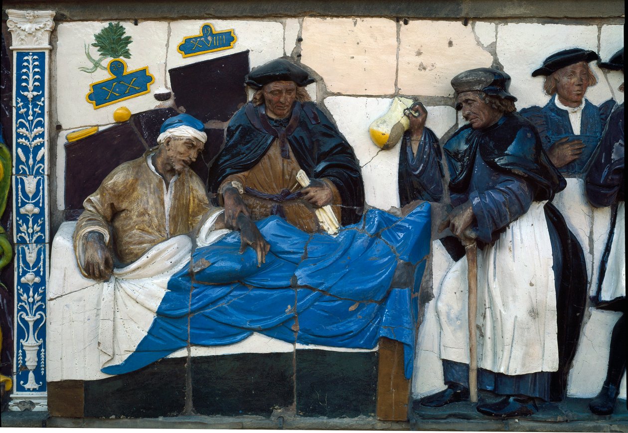 Les sept œuvres de miséricorde, assistance aux malades et infirmes - Santi (attr.to) Buglioni