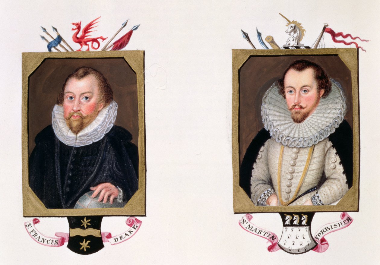 Double portrait de Sir Francis Drake (vers 1540-96) et Sir Martin Frobisher (vers 1535-94) de 