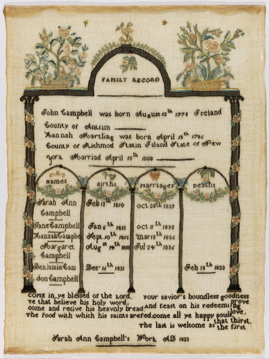Registre familial - Sarah Ann Campbell