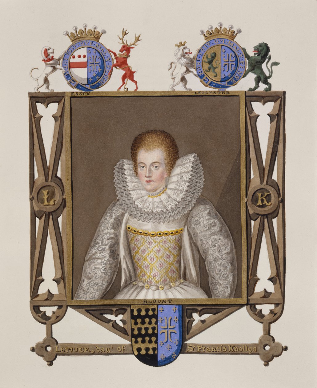 Portrait de Lettice Knollys (c.1541-1634) Fille de Sir Francis Knollys, des Mémoires de la Cour de la Reine Elizabeth, publié en 1825 - Sarah Countess of Essex