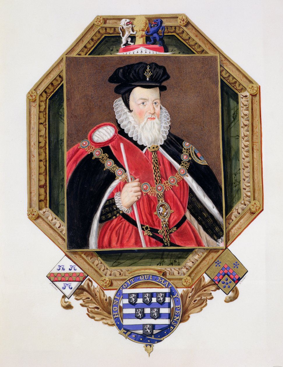 Portrait de William Cecil (1520-98) 1er Baron Burghley de Mémoires de la Cour de la Reine Elizabeth, d