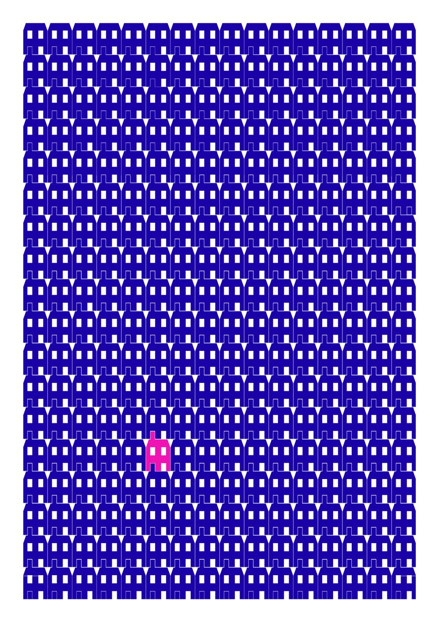 Blue Paper House Repeat Print, 2014 (giclée graphique) - Sarah Evans