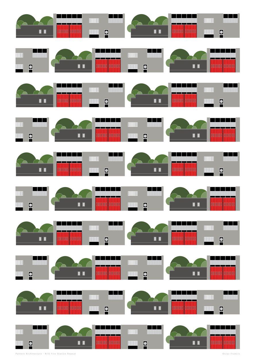 Fire Station Repeat Print, 2014 (giclée graphique) - Sarah Evans