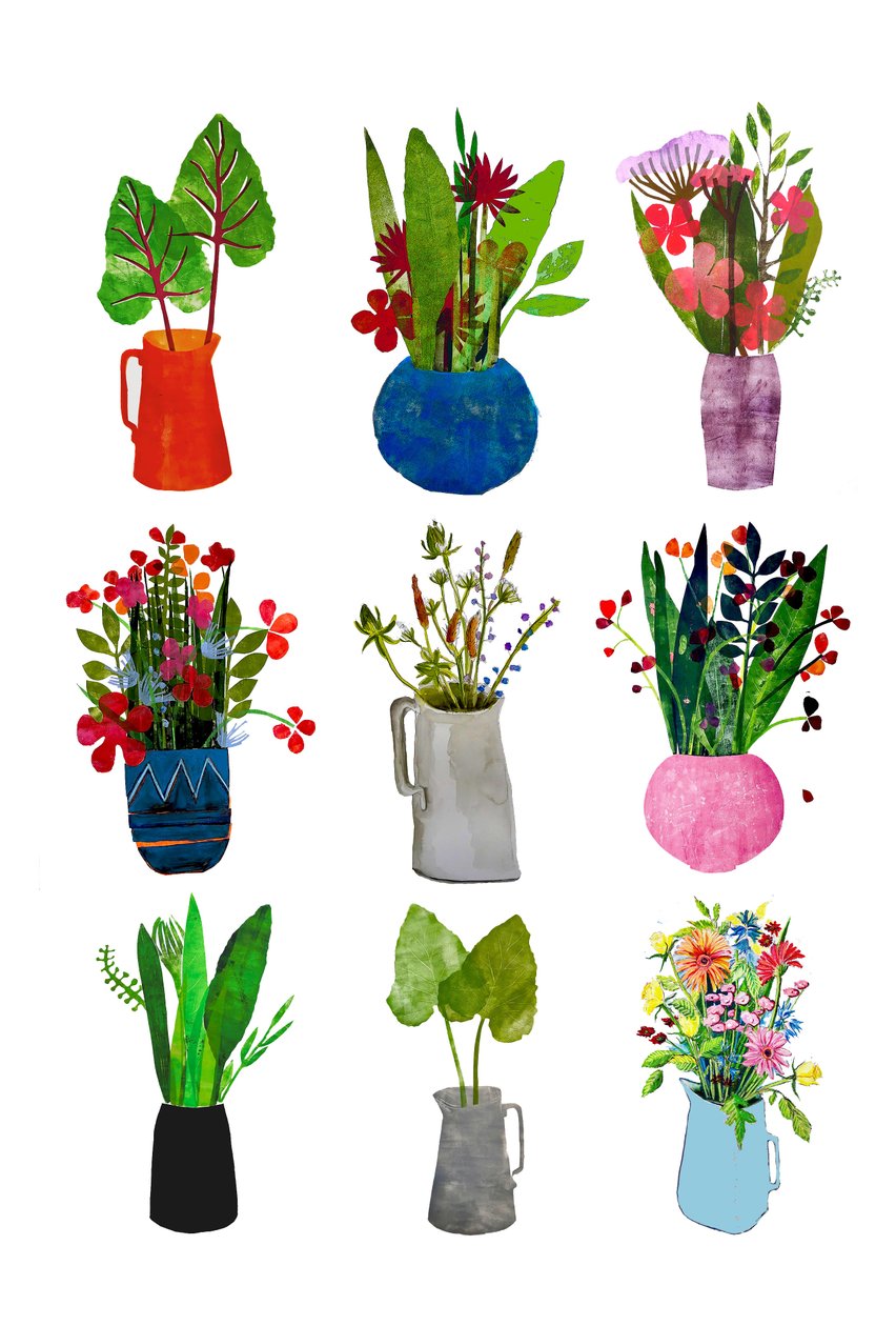 Vases et cruches 2021 (encre sur papier) - Sarah Thompson-Engels