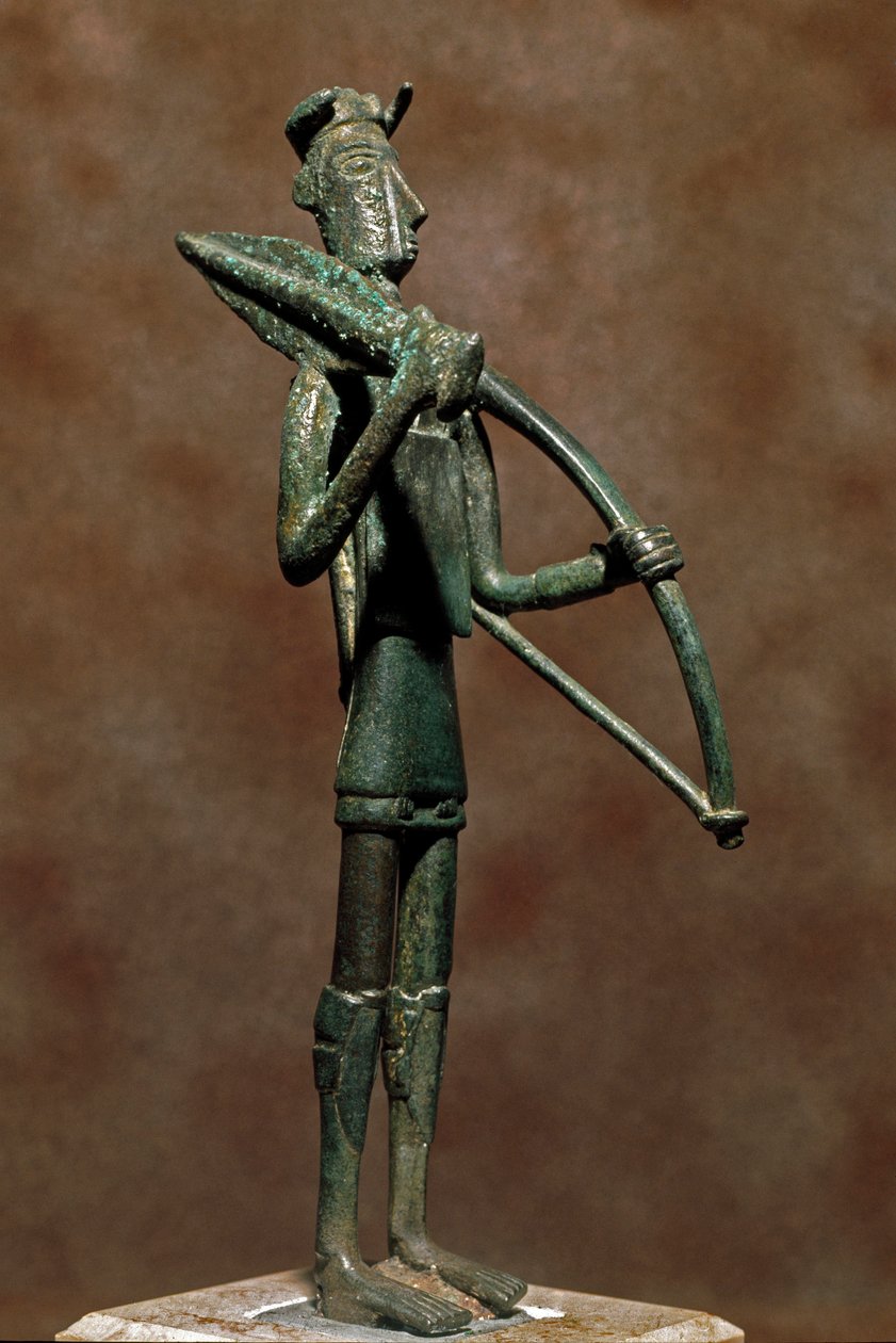 Culture nuragique sarde : statuette de guerrier en bronze. 8e-7e siècle av. J.-C. Cagliari, Museo Nazionale Archeologico, Sardaigne, Italie - Sardinia Nuragic Civilization