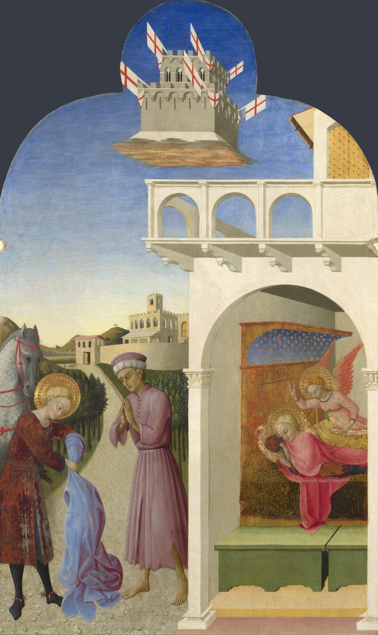 Saint François et le pauvre chevalier, et la vision de François du retable de Borgo del Santo Sepolcro, 1437-1444 - Sassetta