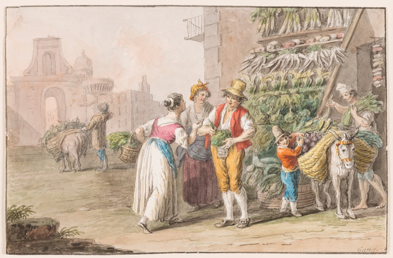 Aquarelle; Un Étale de Légumes - Saverio della Gatta