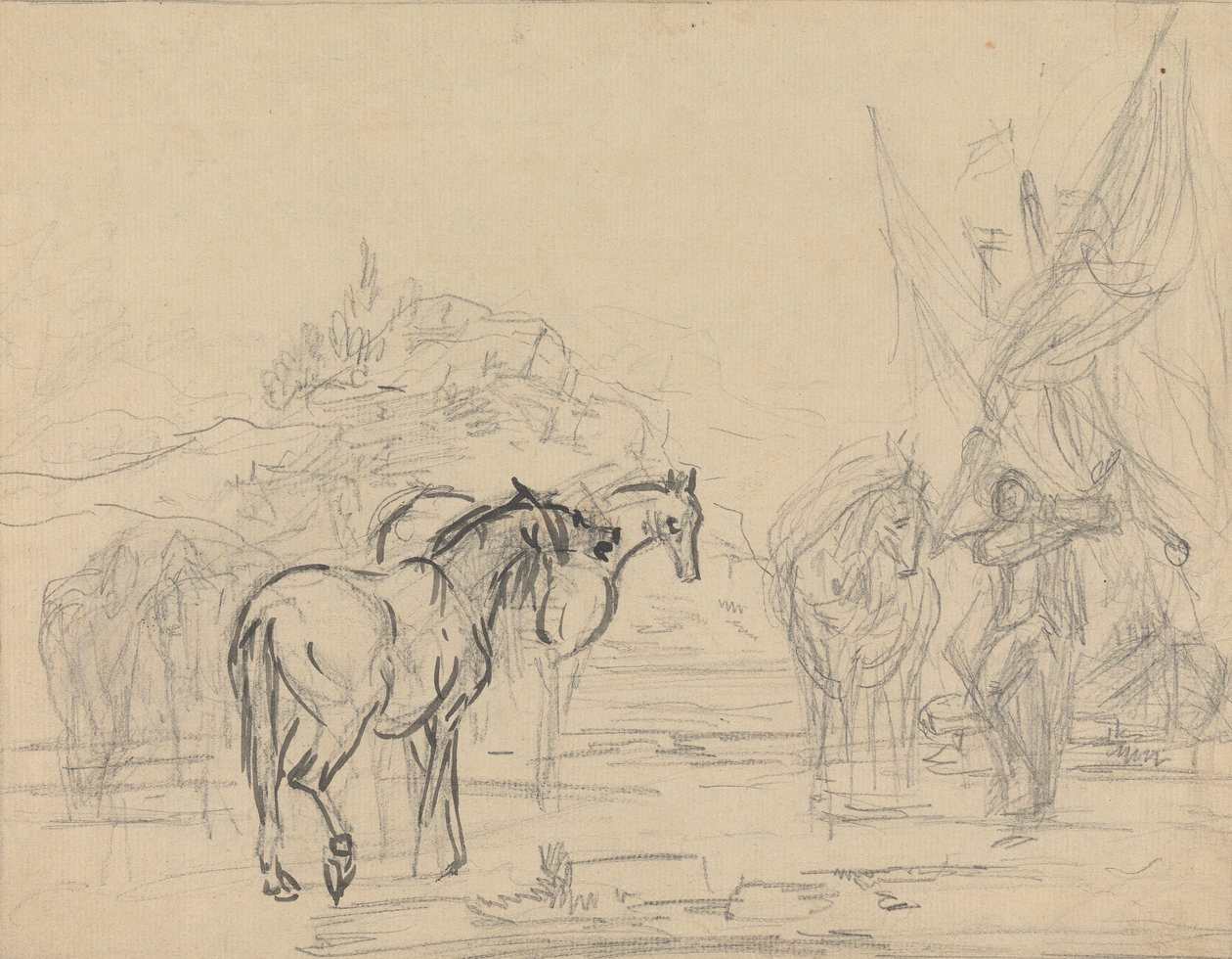 Cartoon pour "Gulliver prenant congé du pays des Houyhnhms" - Sawrey Gilpin