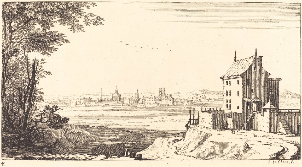Paysage avec Ville au Loin - Sébastien  Le Clerc I