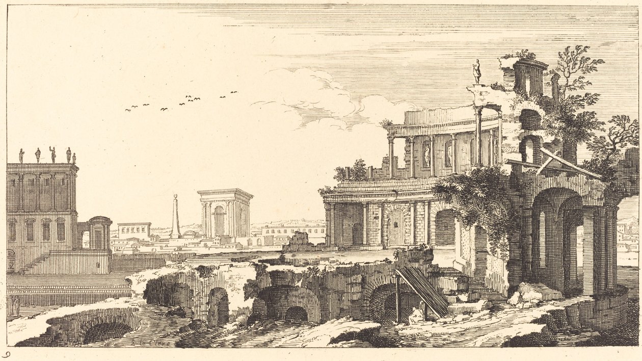 Paysage avec ruines classiques - Sébastien  Le Clerc I