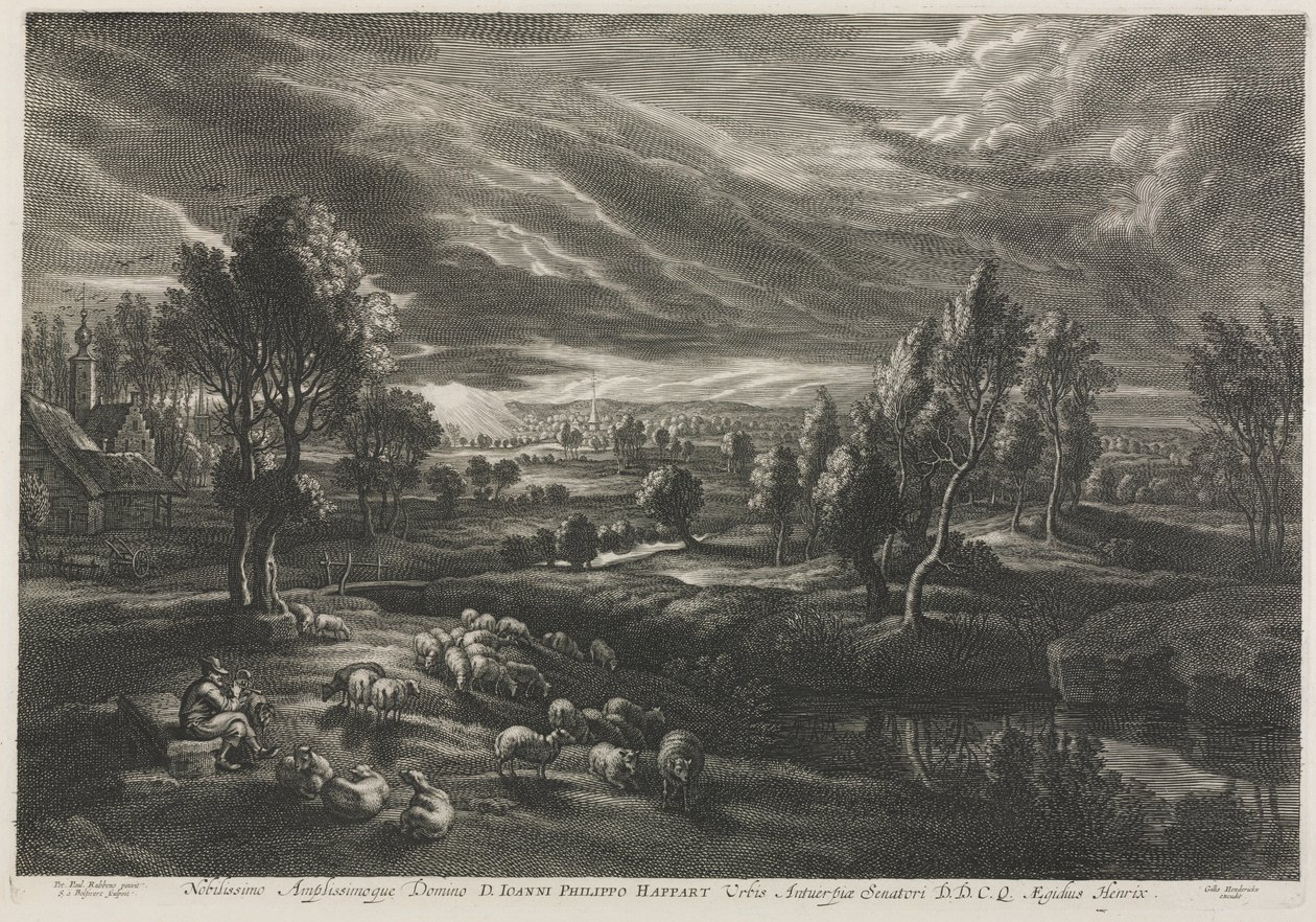 Paysage avec berger jouant de la flûte - Schelte Adams Bolswert
