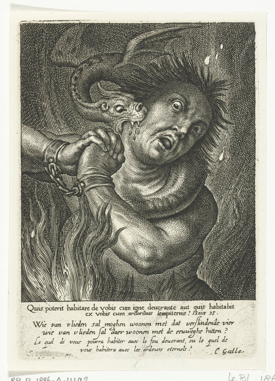 Âme mordue par un monstre en enfer - Schelte Adamsz. Bolswert