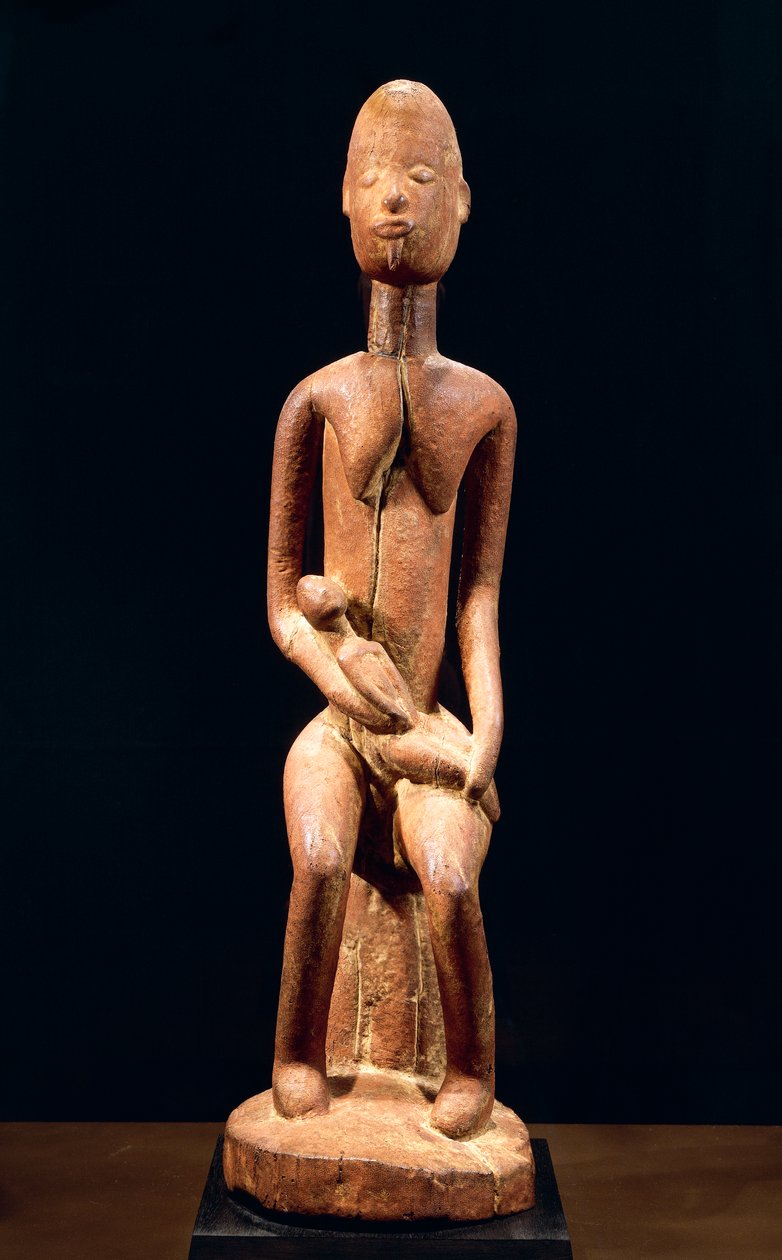 Sculpture en bois représentant une mère et un enfant, par le Maître de la Maternité Rouge, hauteur 59 cm, art tribal Dogon Mali - School African