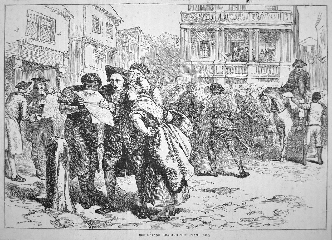 Les Bostoniens lisant le Stamp Act - School American