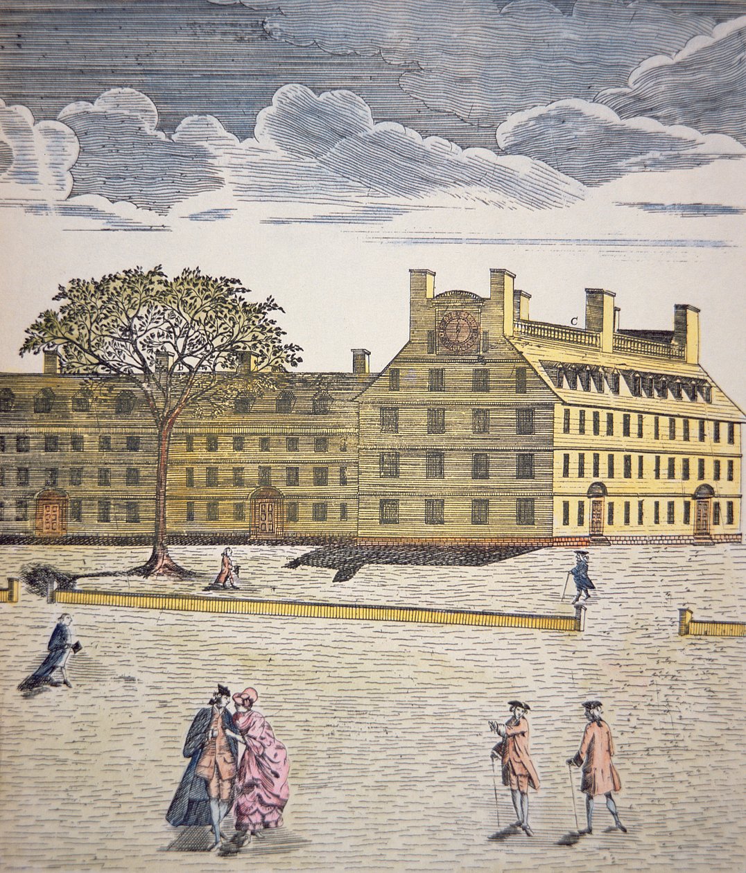Harvard College, Cambridge, Massachusetts vers 1740 - School American