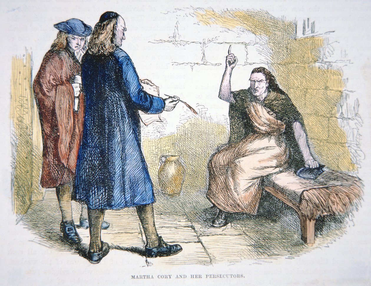 Martha Corey accusée de sorcellerie pendant les procès des sorcières de Salem en 1692 - School American