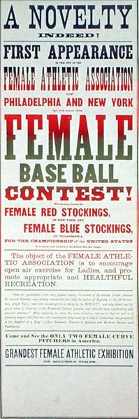 Affiche publicitaire pour un match de baseball féminin - School American