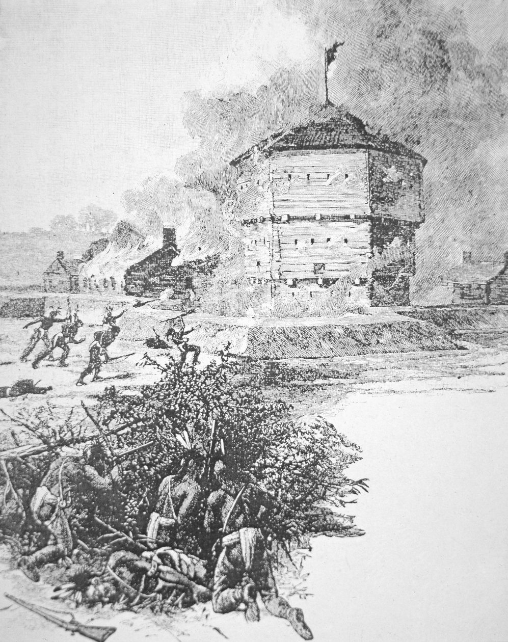 Siège du Fort Detroit par Pontiac, chef de la tribu Ottawa au printemps 1763 - School American