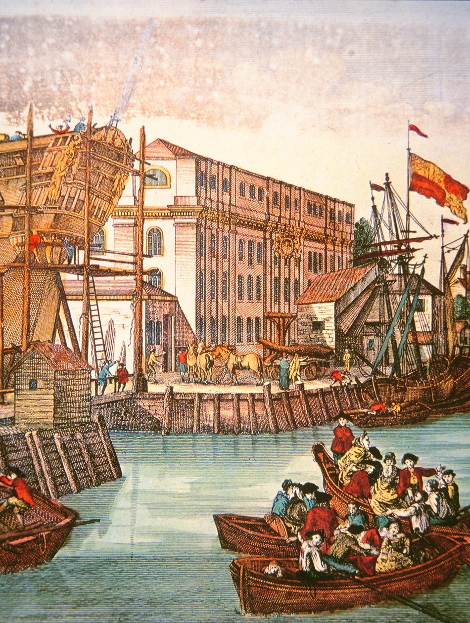 Vue du port de New York au milieu du XVIIIe siècle - School American