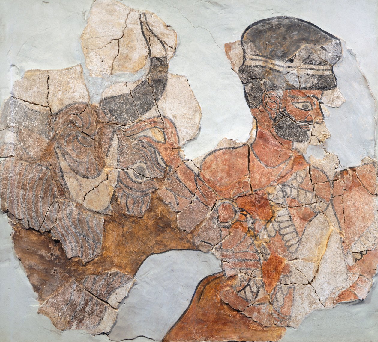 Fresque représentant un sacrifice de Mari (maintenant Tell Hariri), site archéologique, Syrie - School Assyrian