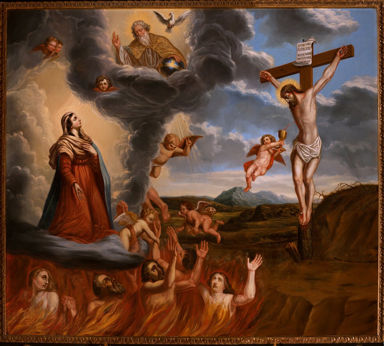La médiation de la Sainte Marie pour le purgatoire. Fin 17ème siècle - School Belgian