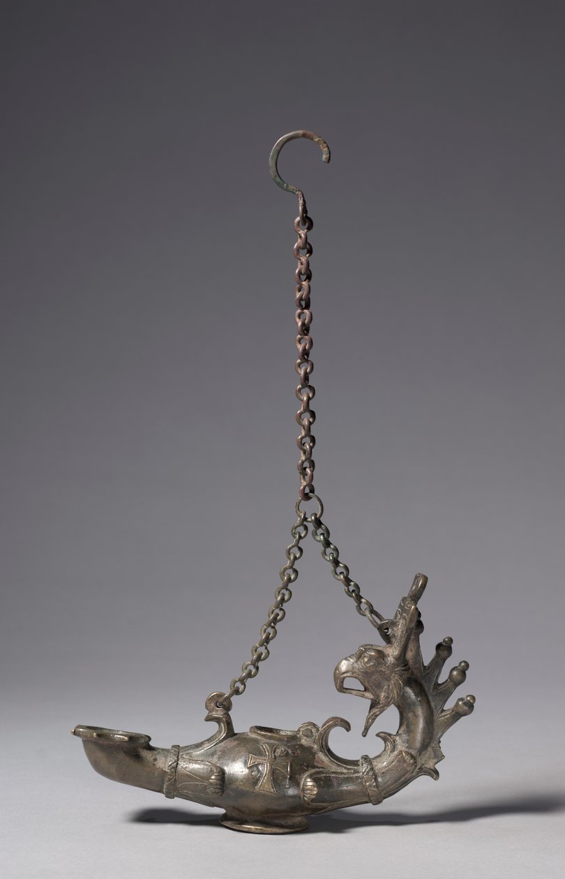 Lampe avec poignée en tête de griffon, 300-400 - School Byzantine