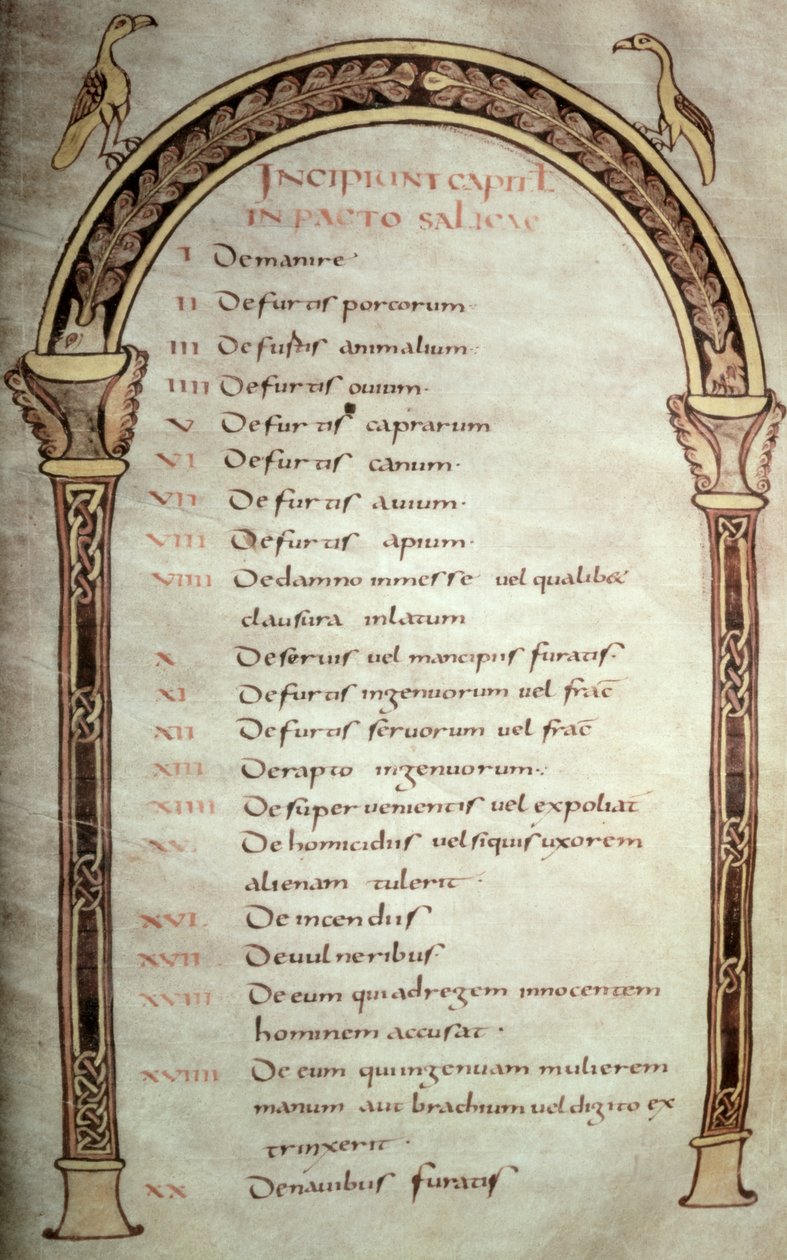 Manuscrit de la loi salique (vélin) - School Carolingian