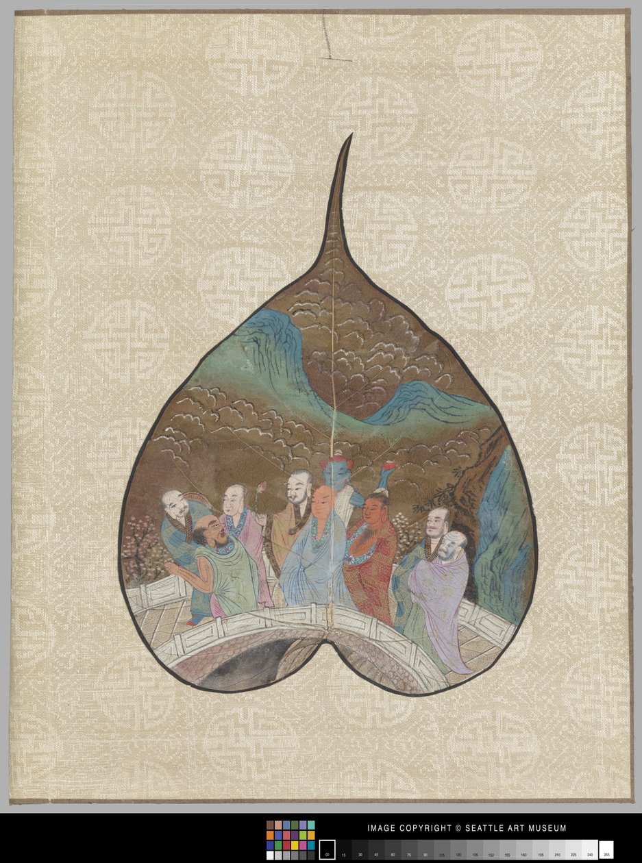 Feuille de Bodhi avec peinture de Luohan - School Chinese