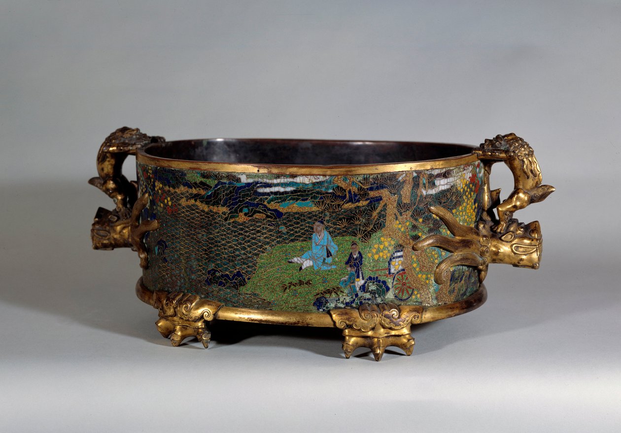 Art chinois : cache-pot en émail cloisonné - School Chinese