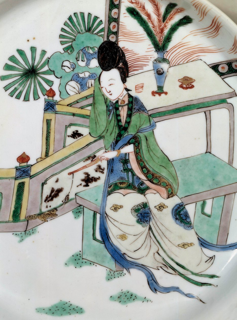 Art chinois : la dame sur un banc - School Chinese